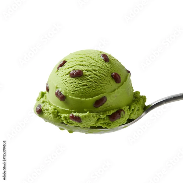 Obraz 抹茶アイスと小豆のスプーン盛り