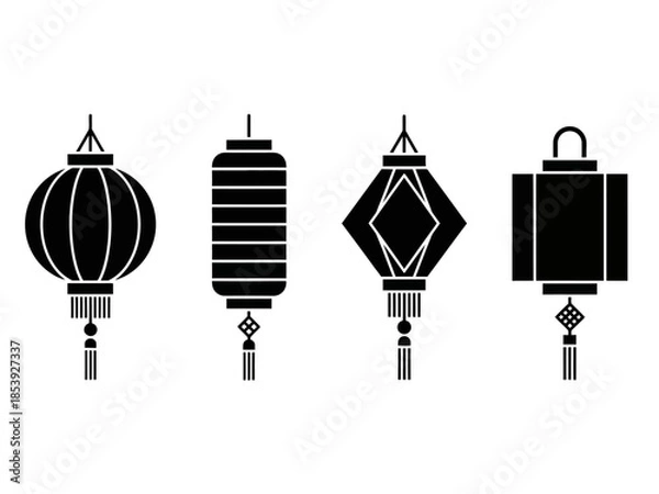 Fototapeta chinese lanterns vector illustration