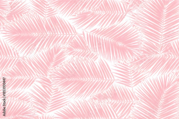 Obraz ピンクのフェーンリーフパターン背景、トロピカル植物のシームレスなデザイン