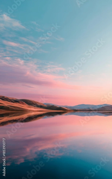 Obraz Serene Sunset Mountain Reflection on Calm Lake