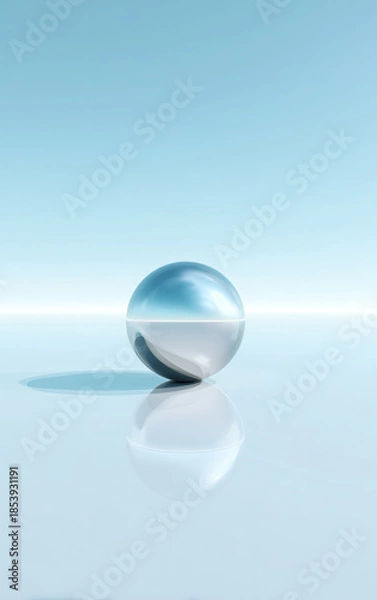 Obraz Futuristic Minimalist Architecture and Reflective Chrome Sphere Aesthetic