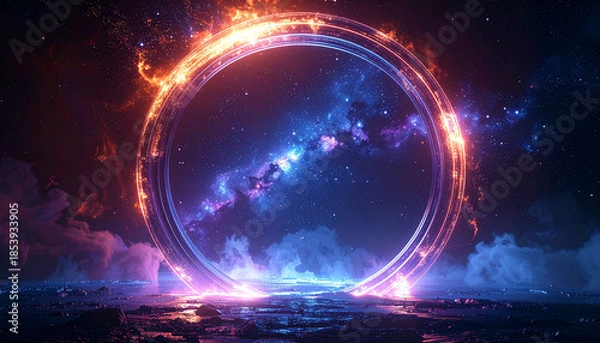 Obraz 炎と銀河の円環ポータル・異次元への光のゲート