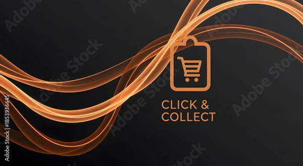 Obraz Orange glowing waves with shopping cart icon and text