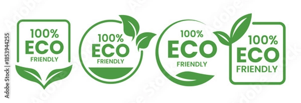 Obraz Set of Eco Friendly Icons with Organic, Natural and Sustainable Food Labels, Stamps, Badges and Symbols Vector Illustration for Packaging, Product Branding, Agriculture and Healthy Lifestyle