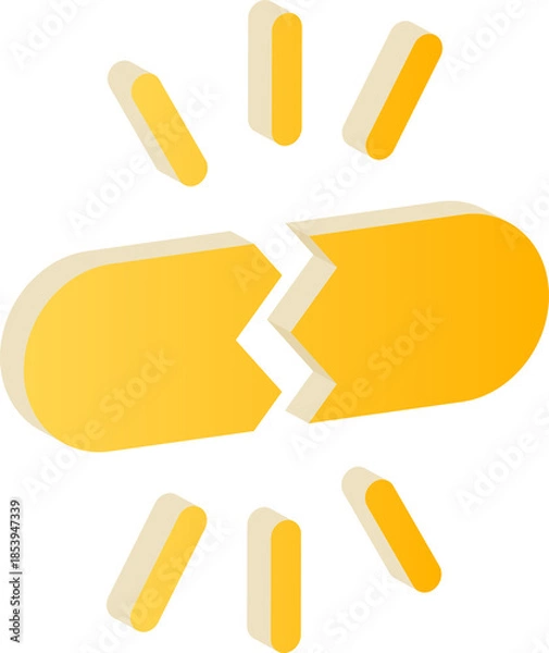 Obraz 3D Yellow Broken Pill Warning Icon