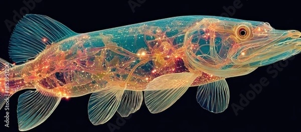 Obraz Translucent fish, internal anatomy highlighted