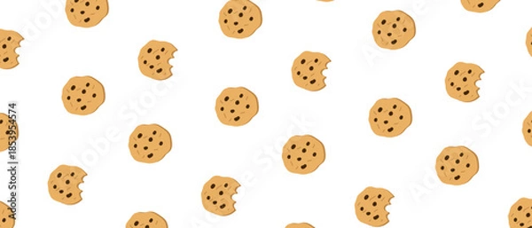 Obraz cookies doodle seamless pattern background sweet biscuit chocolate bite