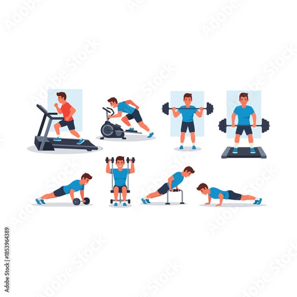 Fototapeta Group of people performing fitness exercises.