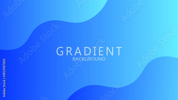 Obraz 青グラデーションと流体シェイプの対角フレーム背景