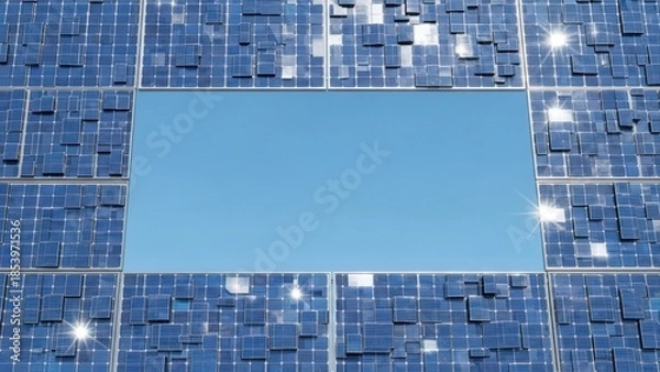 Fototapeta Abstract Digital Grid Pattern with Blue Rectangle Overlay.