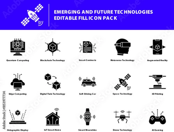 Obraz Emerging Technologies Fill icon Set Editable Stroke