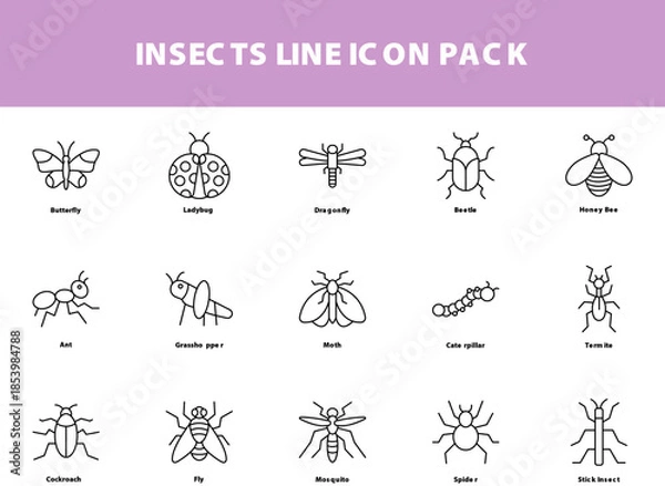 Obraz Insects Line Icon Pack