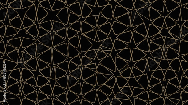 Obraz Gold geometric star pattern on black background.