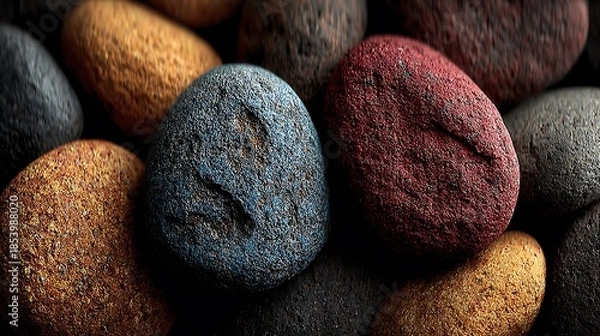 Obraz Zen stack of smooth stones with cracks pictures