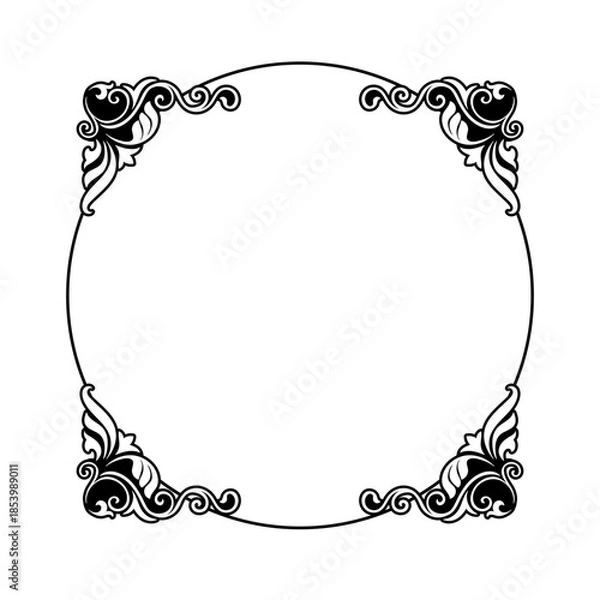 Obraz Rectangular frame, vintage line pattern, envelope frame.