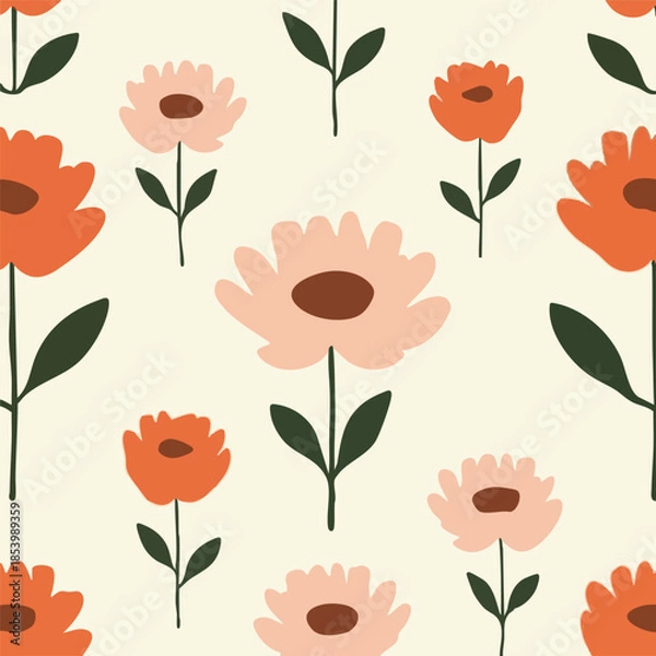 Fototapeta OrangePeachFloralSeamlessPattern