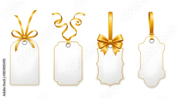 Obraz Four blank gift tags isolated on transparent background