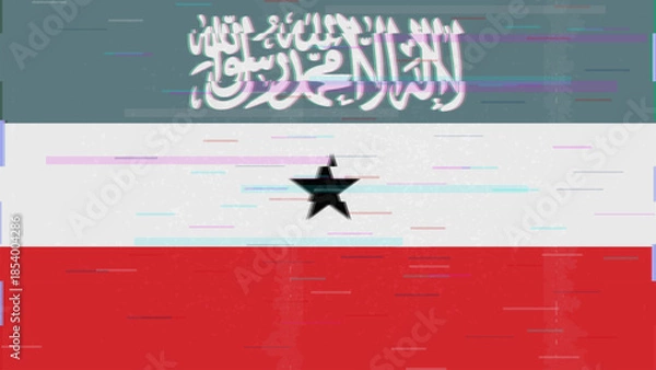 Obraz Somaliland glitch flag vector, RGB split distortion, digital abstract video frame illustration