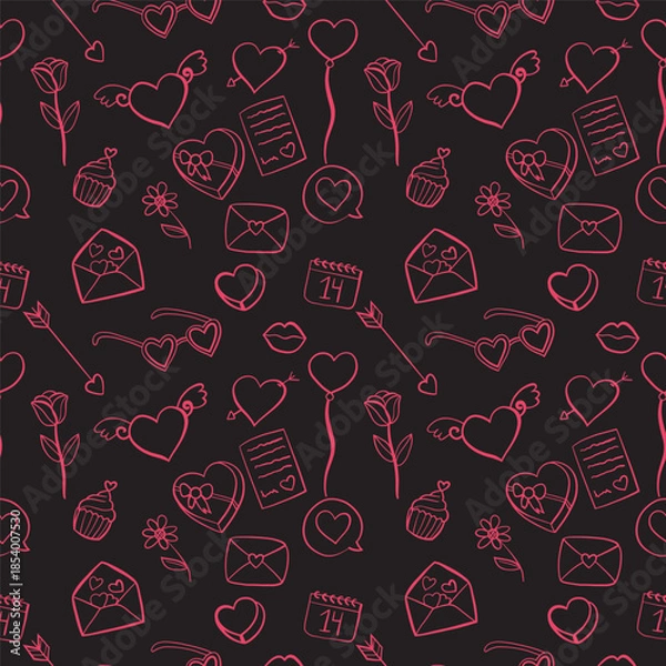 Fototapeta vector seamless pattern with valentine 's day elements