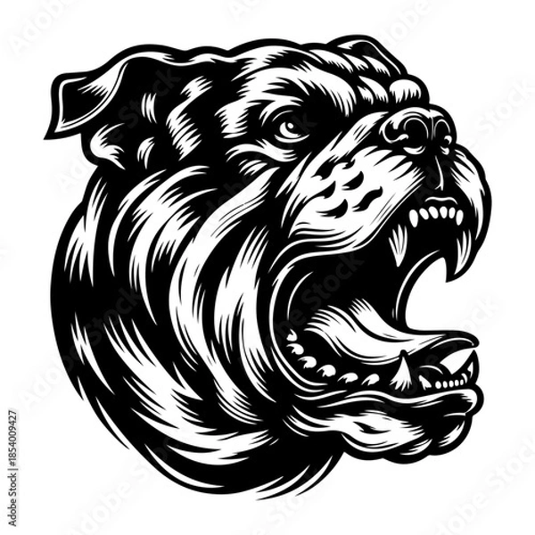 Obraz Aggressive roaring bulldog head with bared teeth