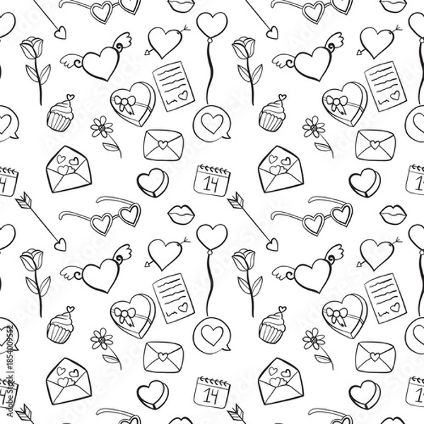 Fototapeta vector seamless pattern with valentine 's day elements
