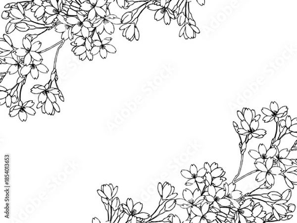 Obraz ペンで描いた桜のフレーム