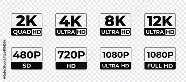 Obraz Resolution comparison chart for various display and video qualities