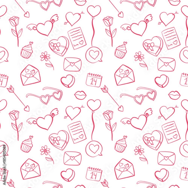 Fototapeta vector seamless pattern with valentine 's day elements