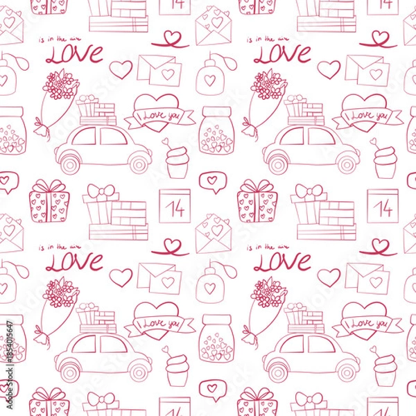 Fototapeta vector seamless pattern with valentine 's day elements