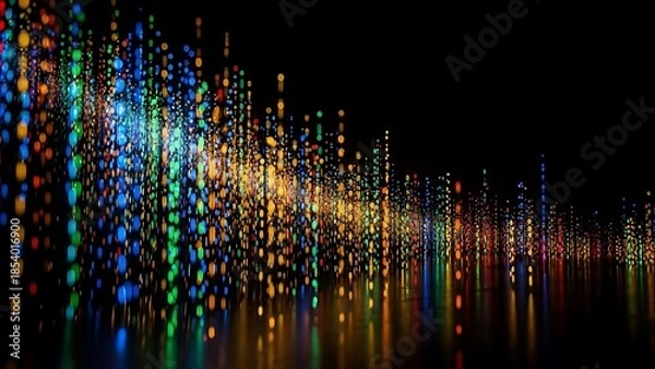 Obraz Vibrant lights reflection on dark surface