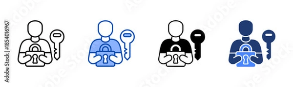 Fototapeta Authentication icon set multiple style collection