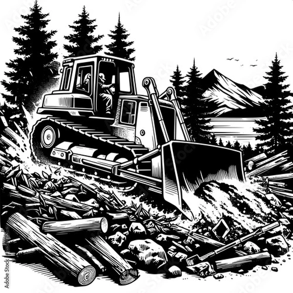 Obraz Bulldozer Operator Clearing Land