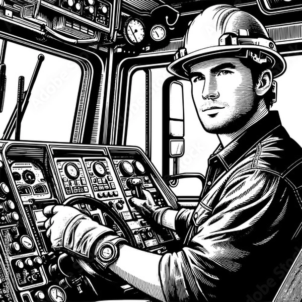 Obraz Heavy Machinery Operator with Helmet