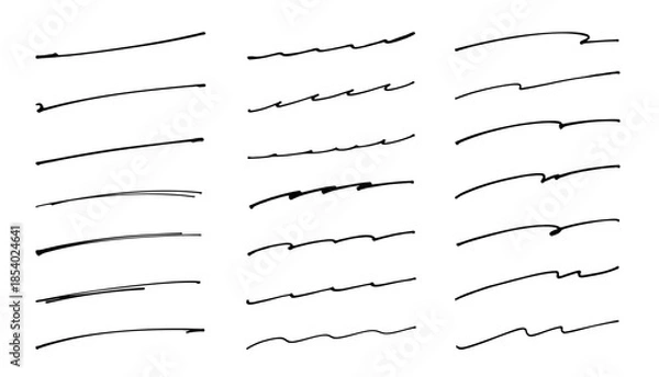 Obraz ラフな手描きアンダーラインセット ベクター素材