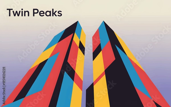 Obraz Twin Peaks geometric abstract mountains background