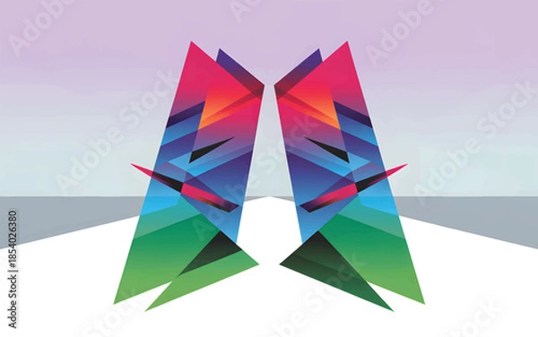 Obraz Abstract geometric shapes with gradient colors and sharp edges