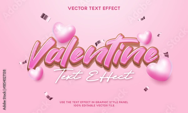 Fototapeta Valentine text effect editable - vector illustration