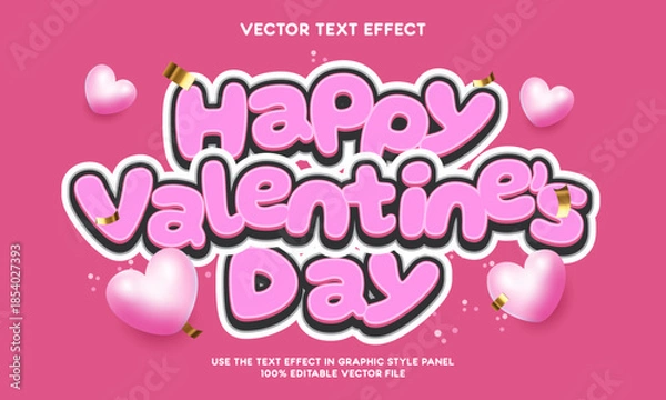 Fototapeta Valentines day editable text font effect