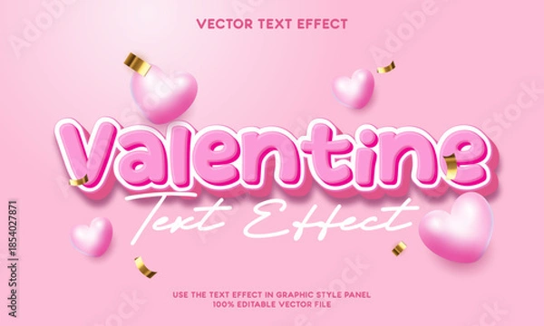 Fototapeta Valentine text effect editable - vector illustration