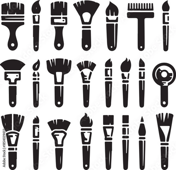 Obraz Brush icon silhouette vector with white background