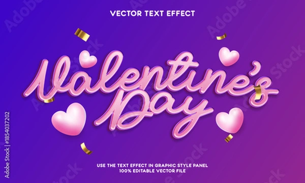 Fototapeta Valentines day vector editable text font effect