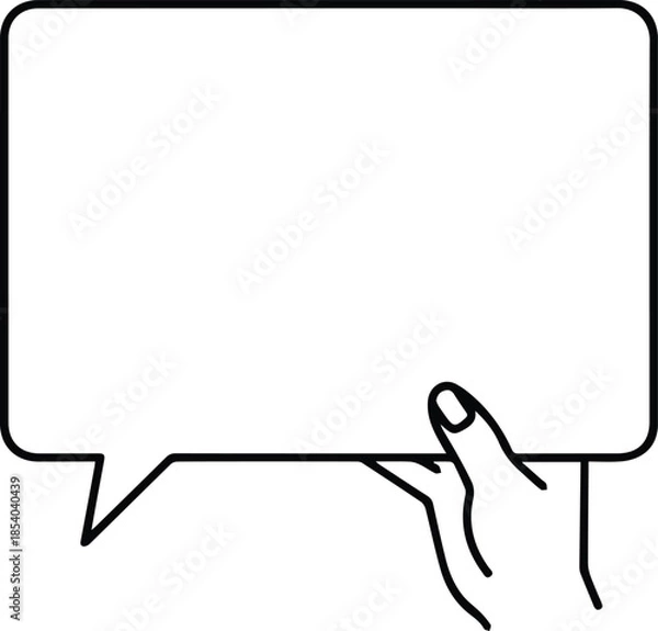 Obraz Hand Holding Speech Bubble Card. Blank Shape, Communication Symbol