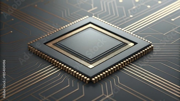 Obraz Etched Lines on Microchip Surface Showing Standard Design Patterns