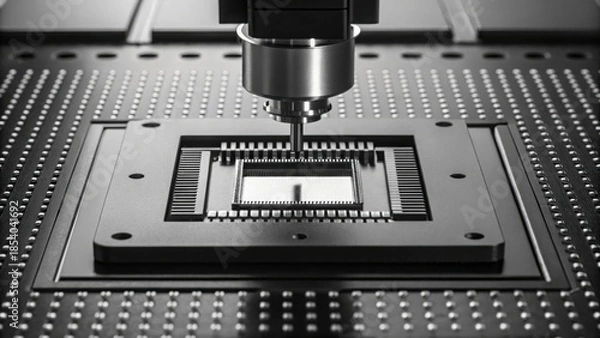 Obraz Close-Up of Automated Chip Testing Using Precision Equipment V2