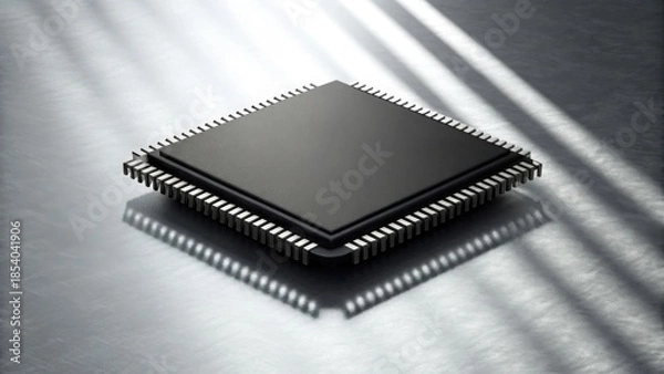 Obraz Black Chip on Silver Surface with Dramatic Shadows and Highlights