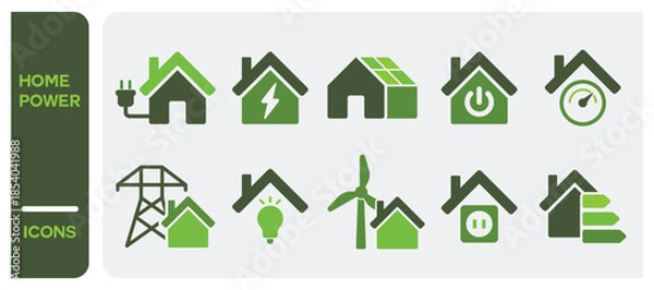 Fototapeta Set of home power, house energy, vector icons