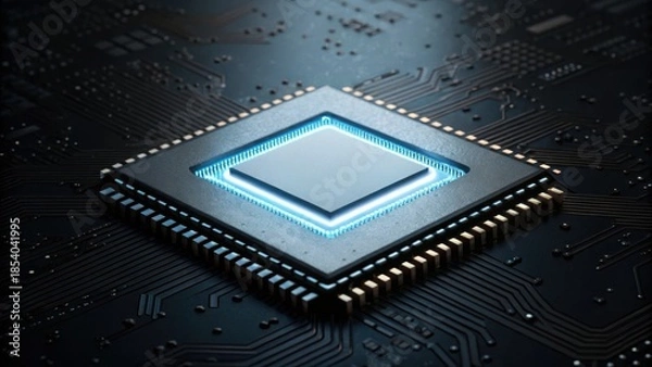 Obraz Glowing Chip Architecture Under UV Light with Standard V2 Design