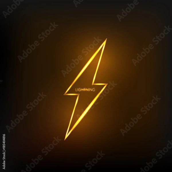 Fototapeta Lightning bolt sign with neon effect. Vector illustration.