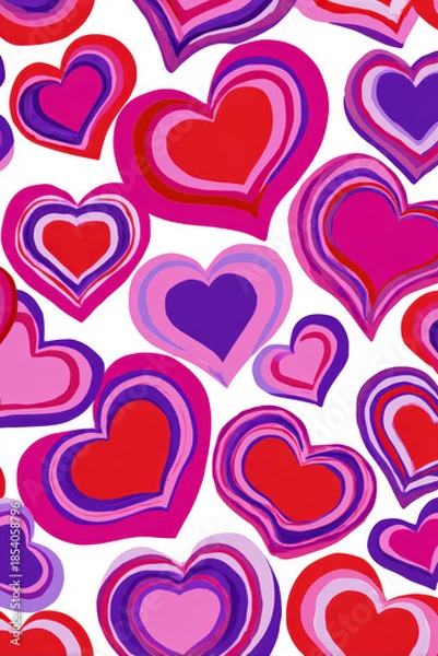 Obraz Colorful Heart Pattern Background – Generative AI