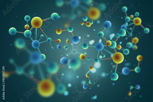 Obraz Colorful Vibrant Molecular Structure Background